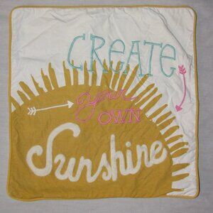Pottery Barn Teen Pillow Cover Create Your Own Sunshine Embroidered 18" Cotton